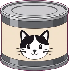 A can of cat food waiting on the ledge.