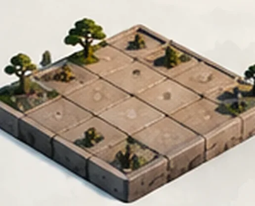 A bare stone block with the first small trees at its edges.