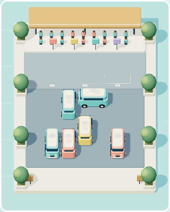 Bus Harbour — actual level 1 gameplay